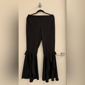 Scripted Black Flared Ruffle Pants